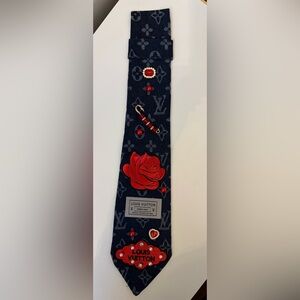 Navy and Scarlet Rose Tie